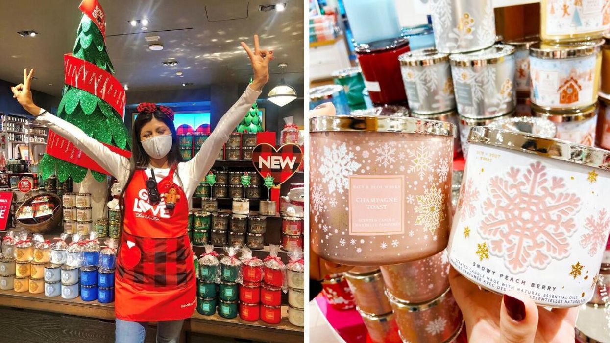 Boutique Bath & Body Works. Droite : Chandelles du Bath & Body Works.