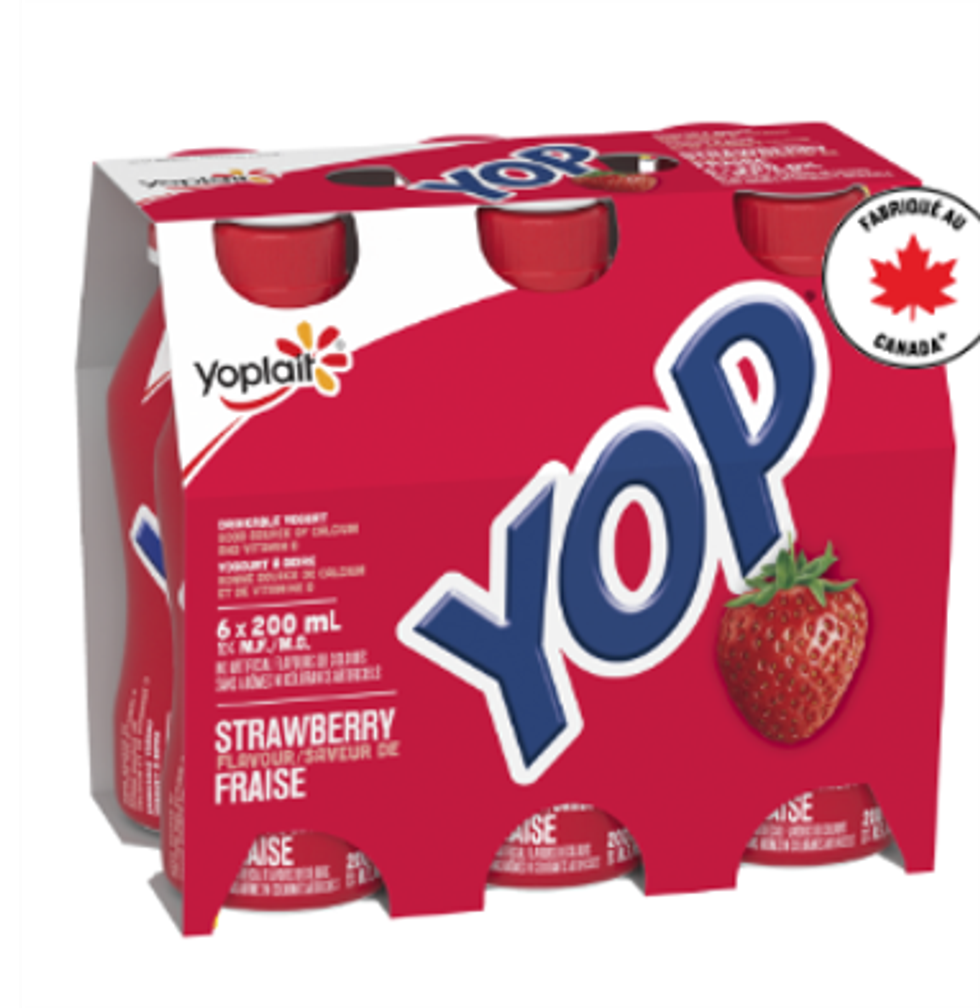 box of yop drinkable yogurt bottles