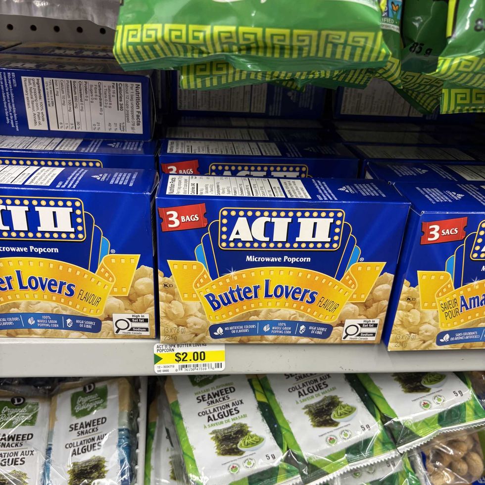 boxes of Act II microwave popcorn at Dollarama