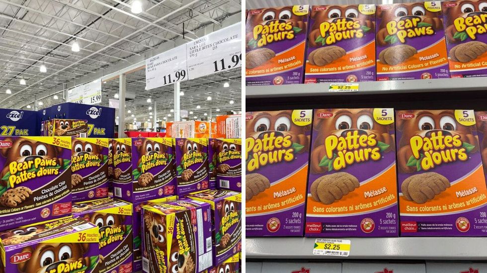 boxes of bear paws at costco and dollarama