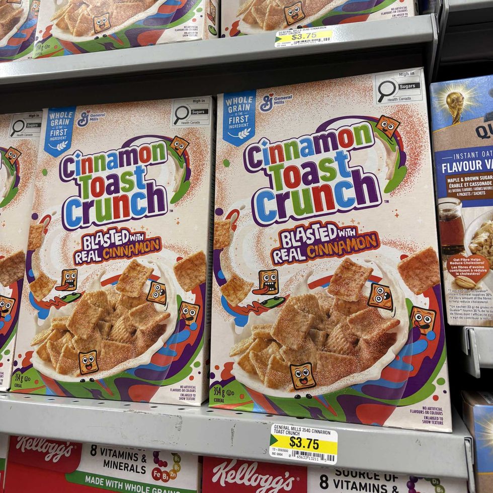 boxes of Cinnamon Toast Crunch at Dollarama