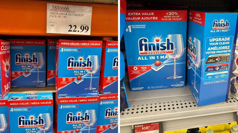 boxes of finish powerball dishwasher detergent at costco and walmart