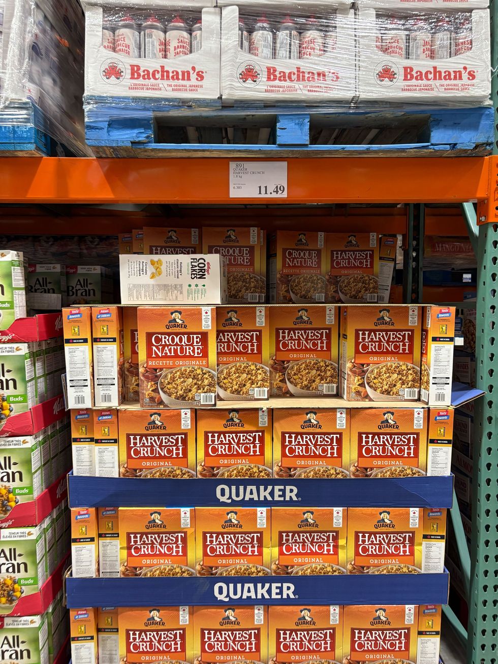 boxes of harvest crunch cereal at costco