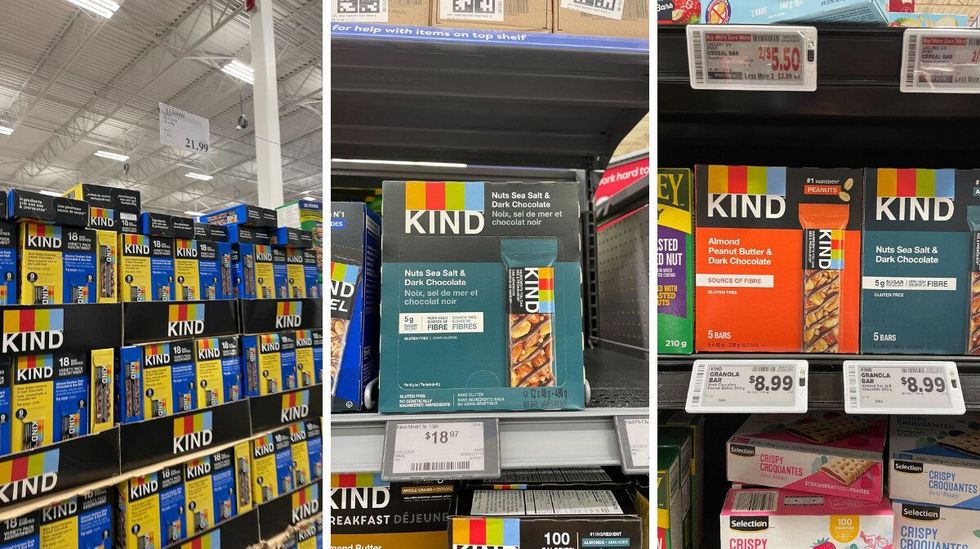 boxes of kind bars at costco, walmart and metro