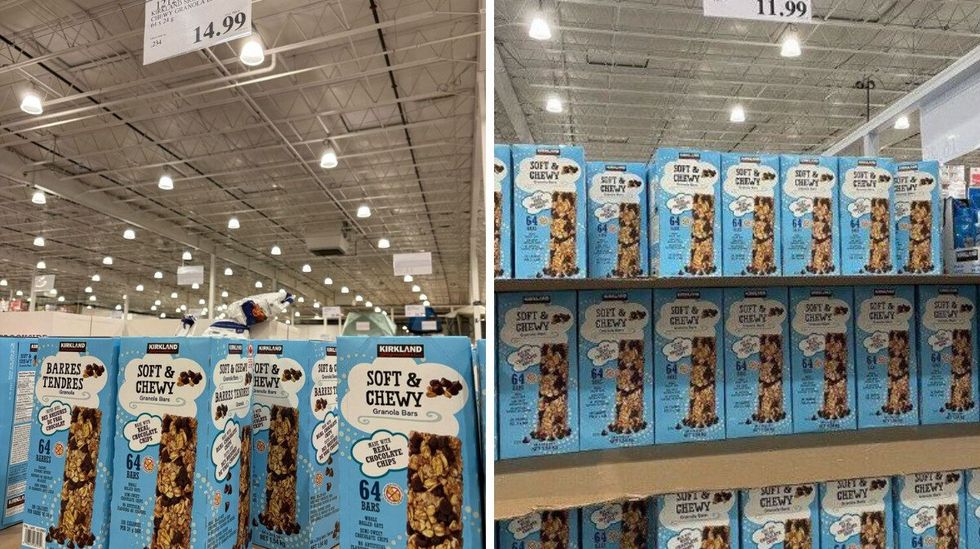 boxes of kirkland signature chocolate chip granola bars in 2025 and 2024