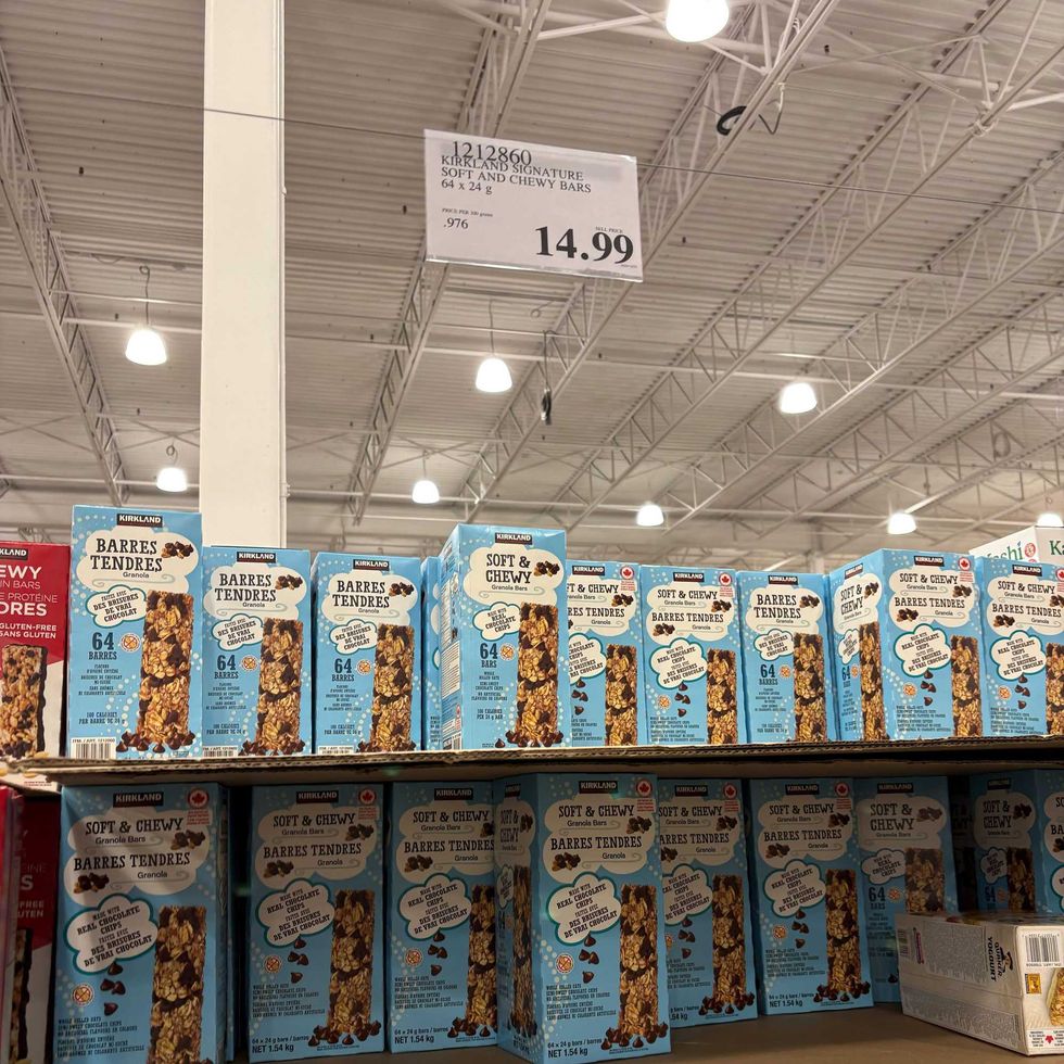 boxes of Kirkland Signature chocolate chip granola bars