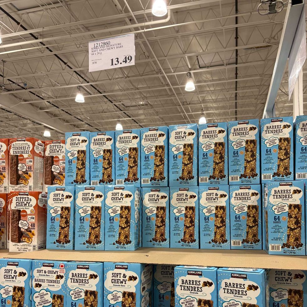 boxes of Kirkland Signature chocolate chip granola bars