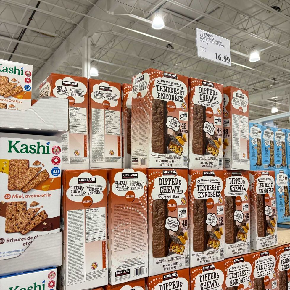 boxes of Kirkland Signature chocolate-dipped granola bars