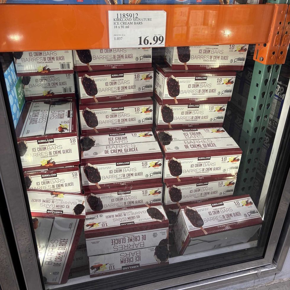 boxes of Kirkland Signature ice cream bars at costco