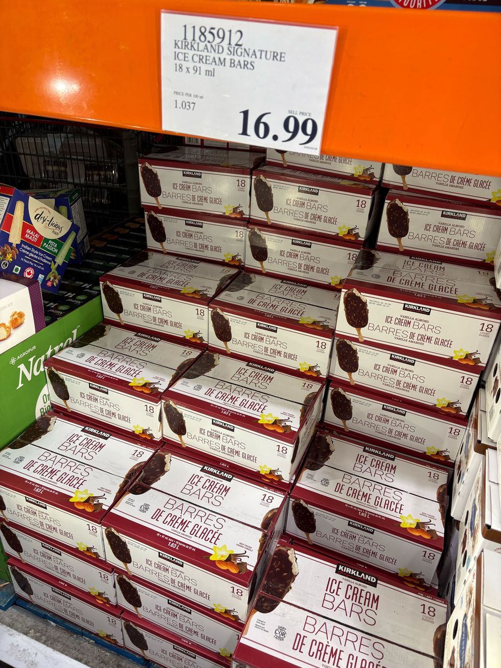 boxes of kirkland signature ice cream bars