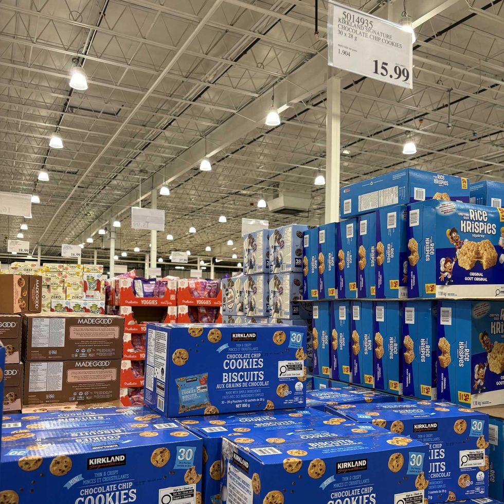 boxes of Kirkland Signature mini chocolate chip cookies at costco