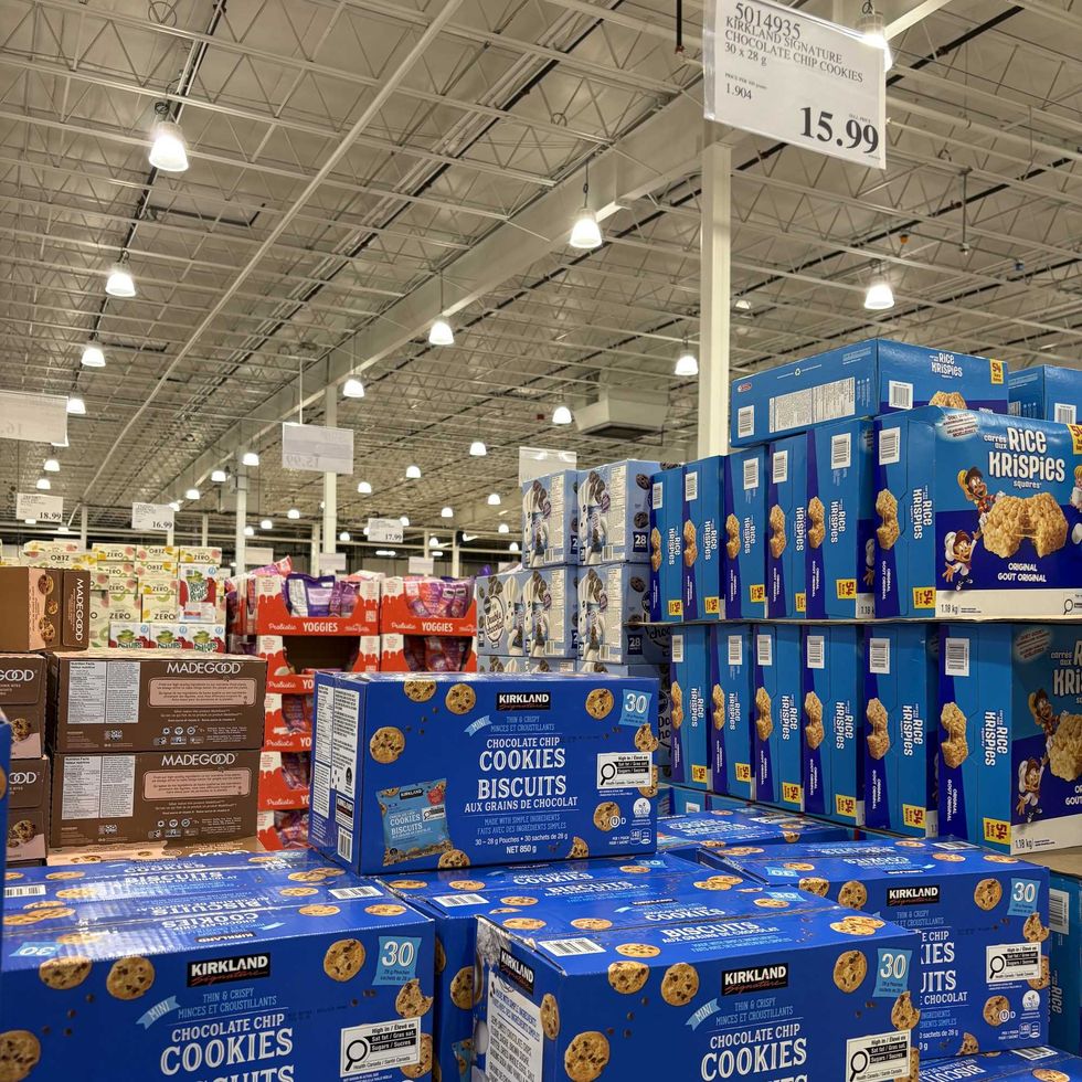 boxes of Kirkland Signature mini chocolate chip cookies at costco