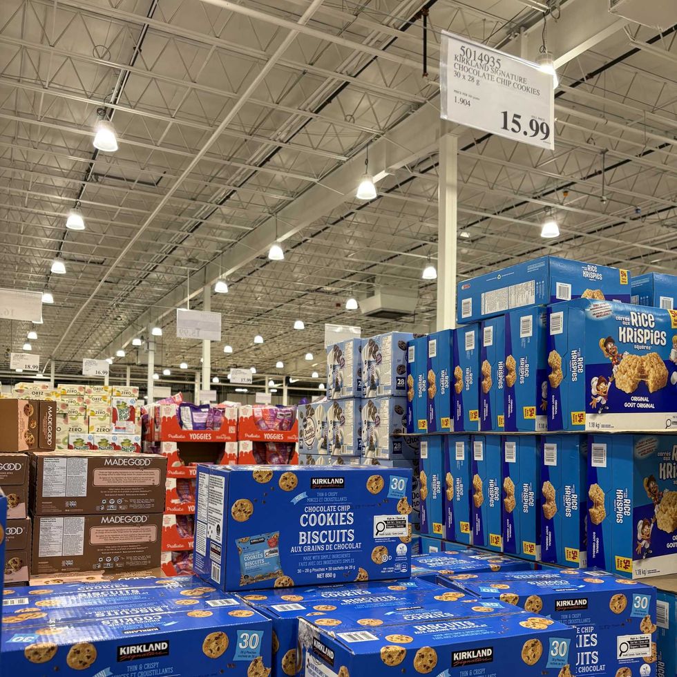 boxes of Kirkland Signature mini chocolate chip cookies at costco