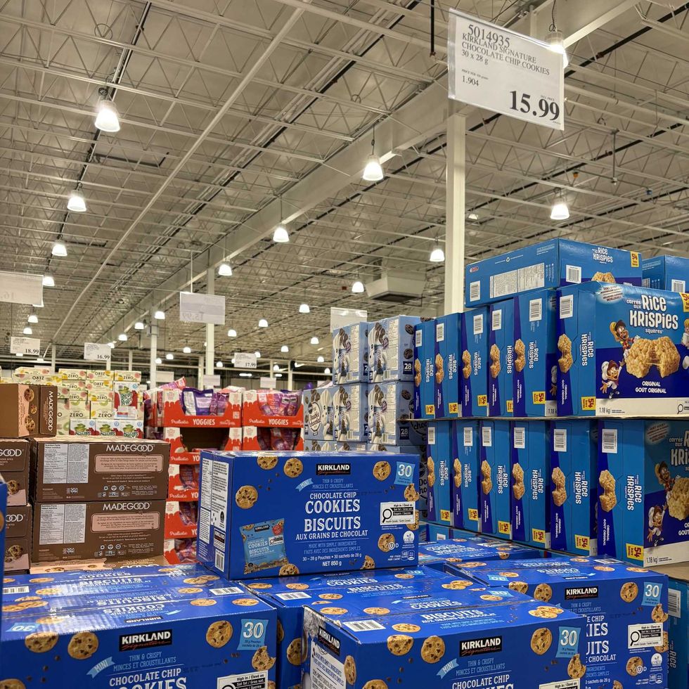 boxes of Kirkland Signature mini chocolate chip cookies at costco