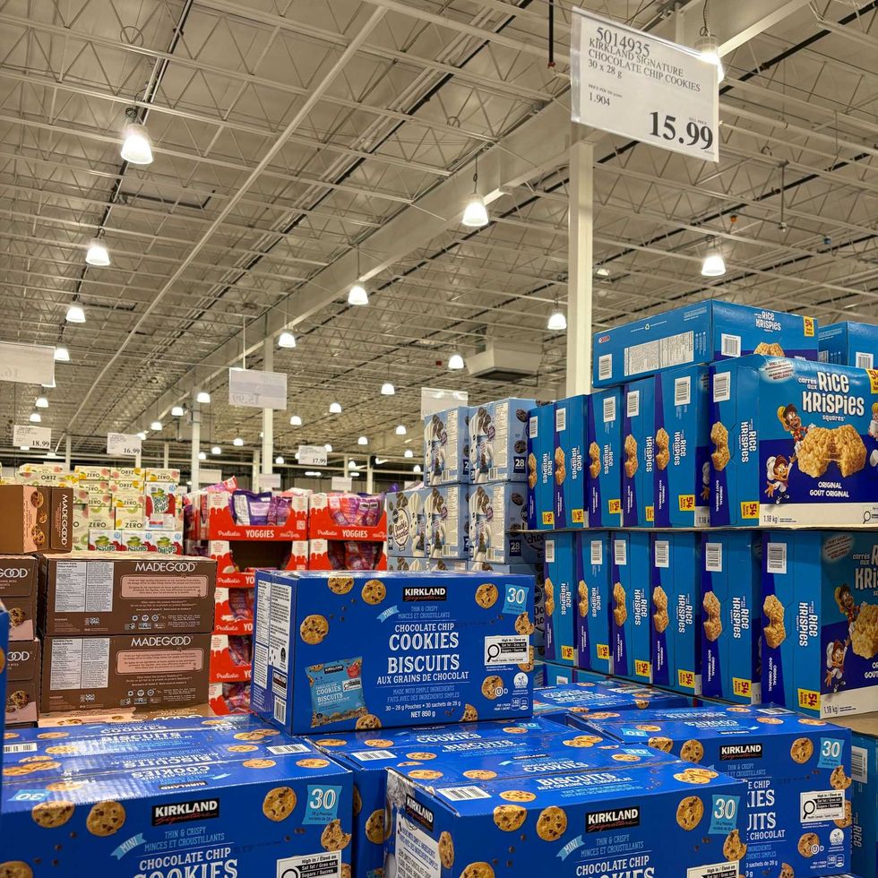 boxes of Kirkland Signature mini chocolate chip cookies at cotco