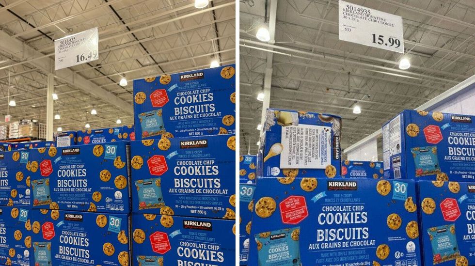 boxes of kirkland signature mini chocolate chip cookies in 2025 and 2024