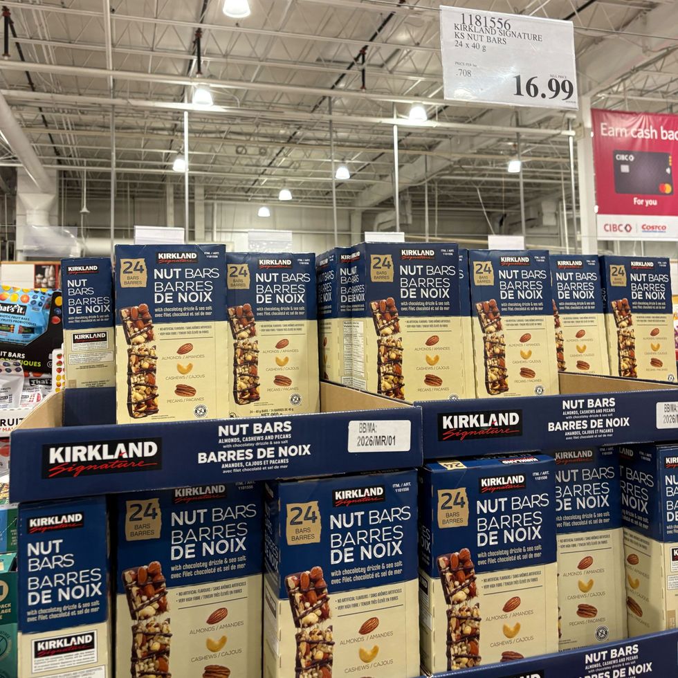 boxes of Kirkland Signature nut bars