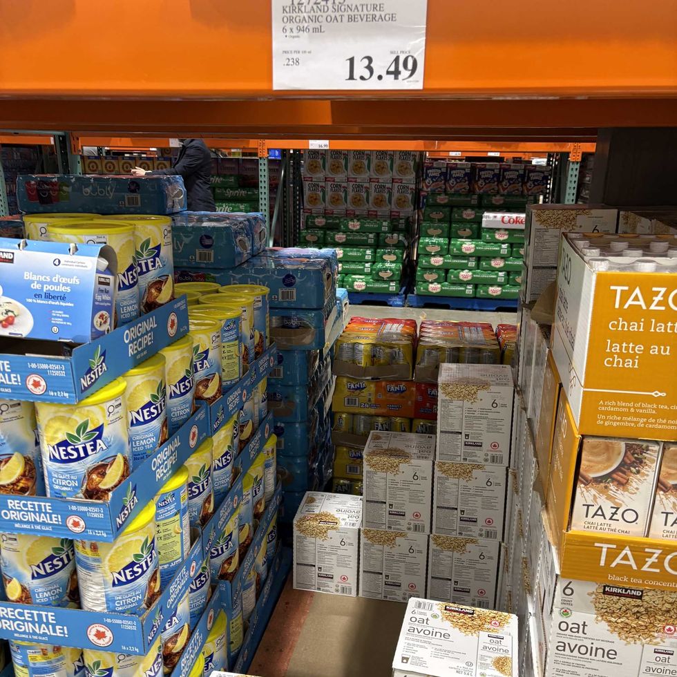 boxes of Kirkland Signature oat beverage at costco