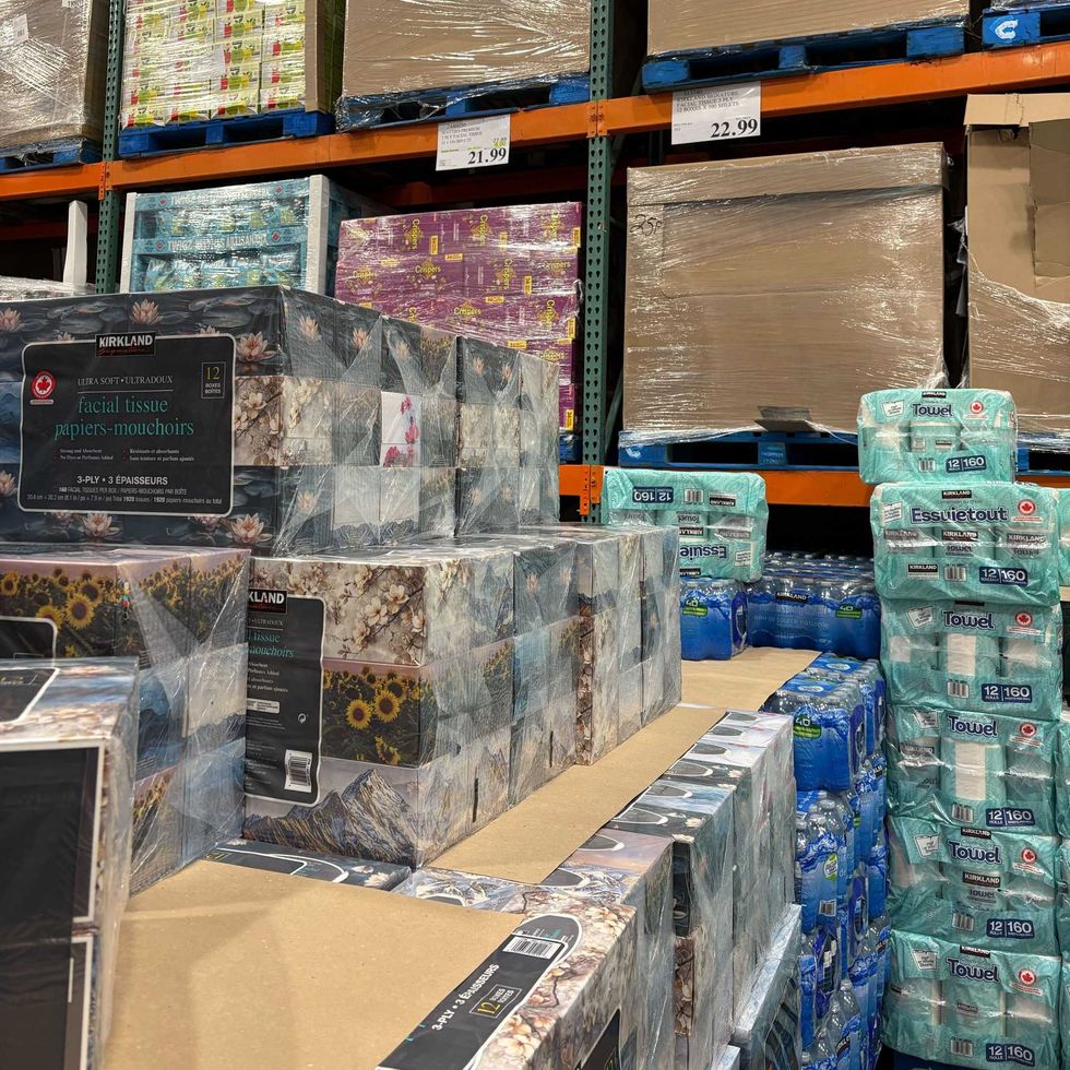 boxes of Kirkland Signature three-ply facial tissues