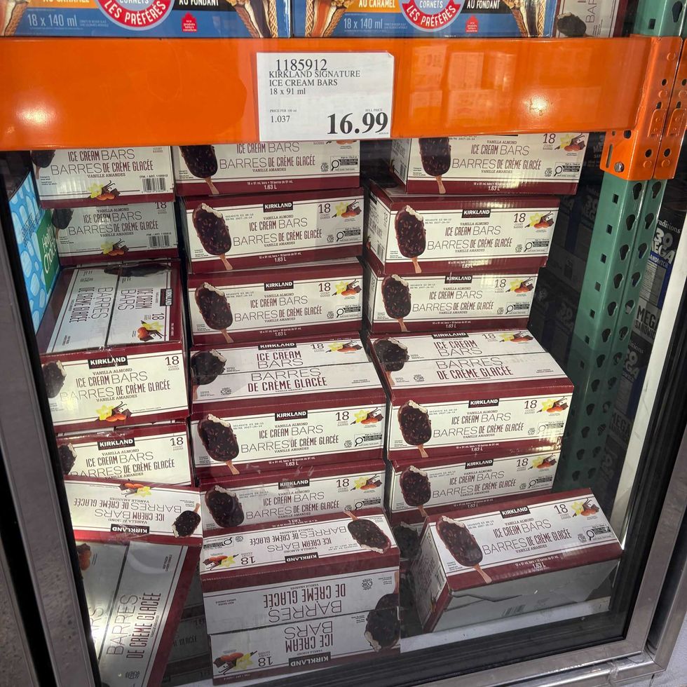 boxes of Kirkland Signature vanilla almond ice cream bars