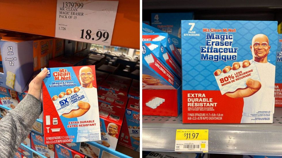 boxes of mr clean magic erasers at costco and walmart