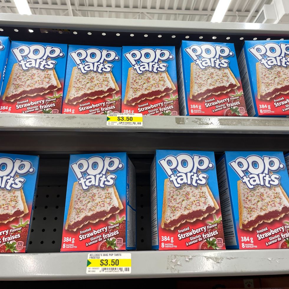 boxes of pop-tarts on shelves at dollarama