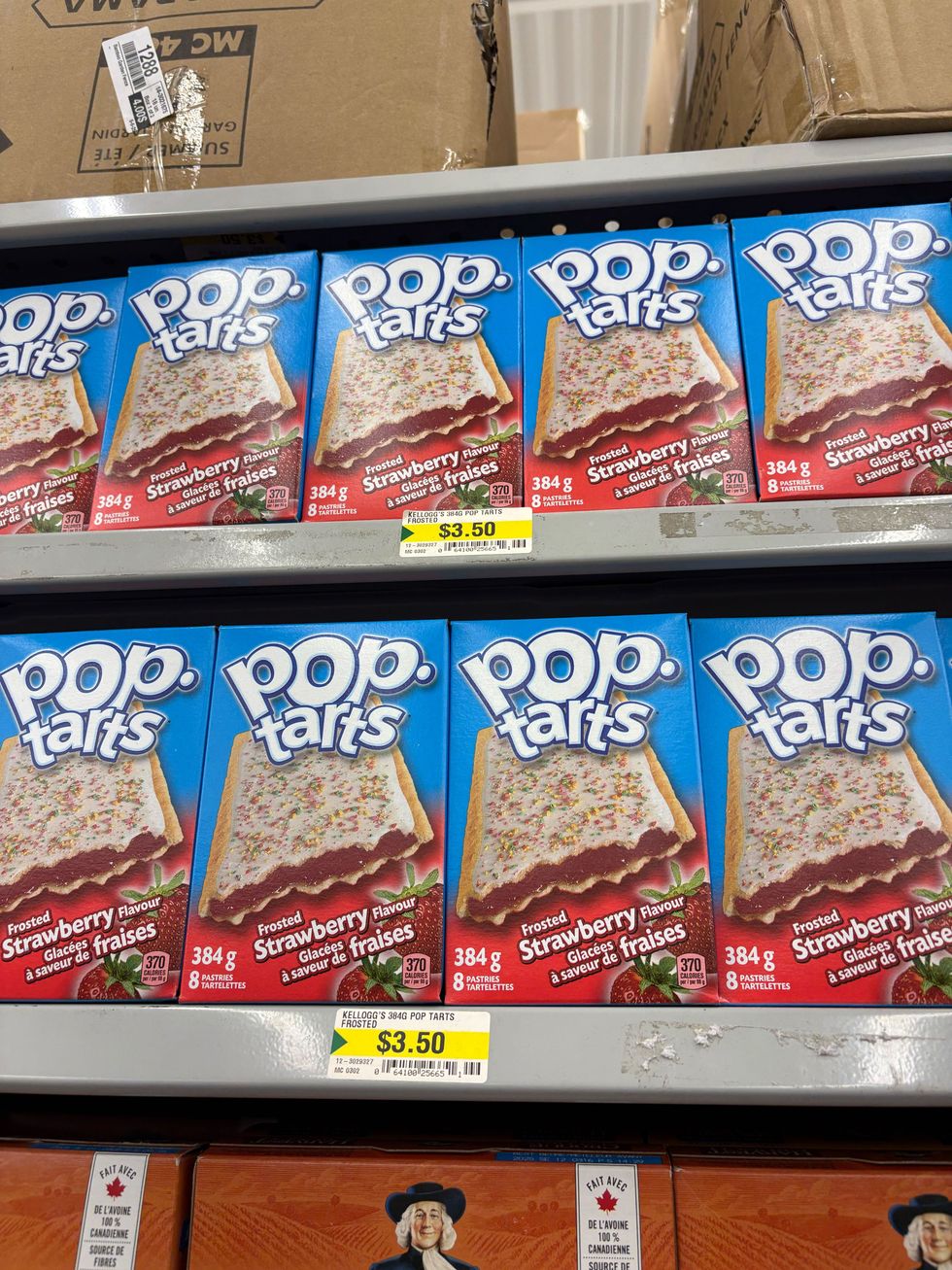 boxes of pop-tarts on shelves at dollarama