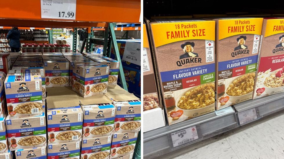boxes of quaker instant oatmeal at costco and walmart