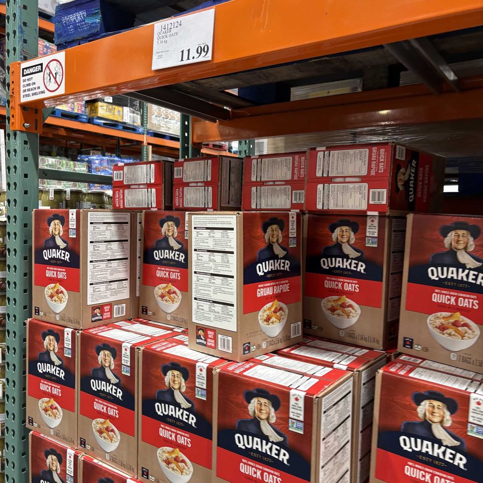 boxes of Quaker quick oats at costco