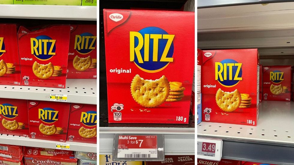 boxes of ritz crackers at dollarama, walmart and fortinos