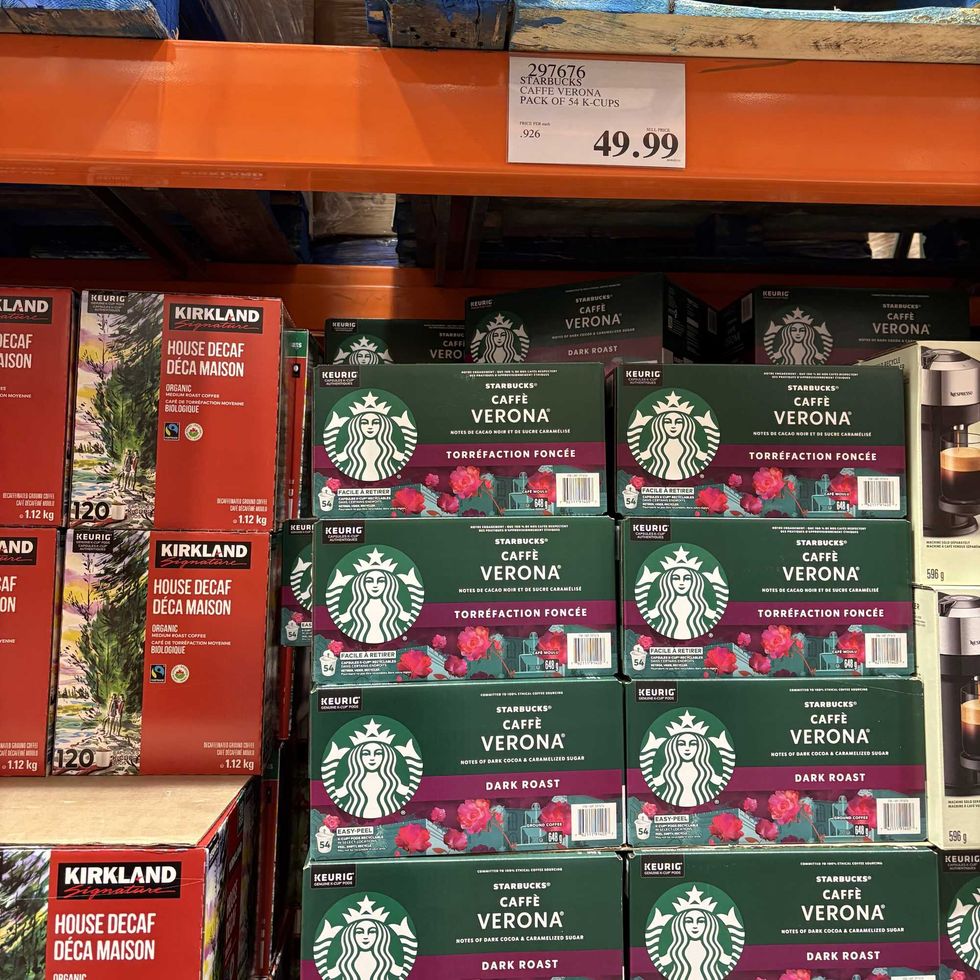 boxes of Starbucks coffee K-Cups at Costco
