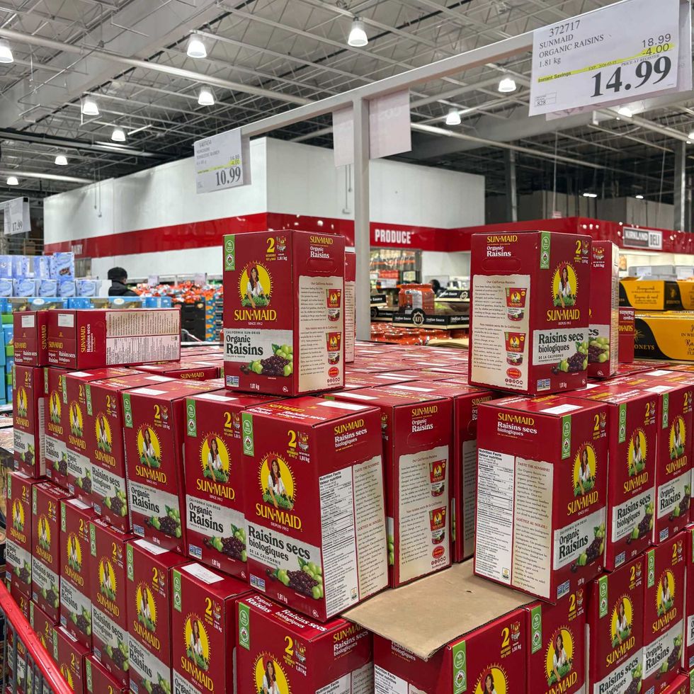 boxes of Sun-Maid raisins at costco