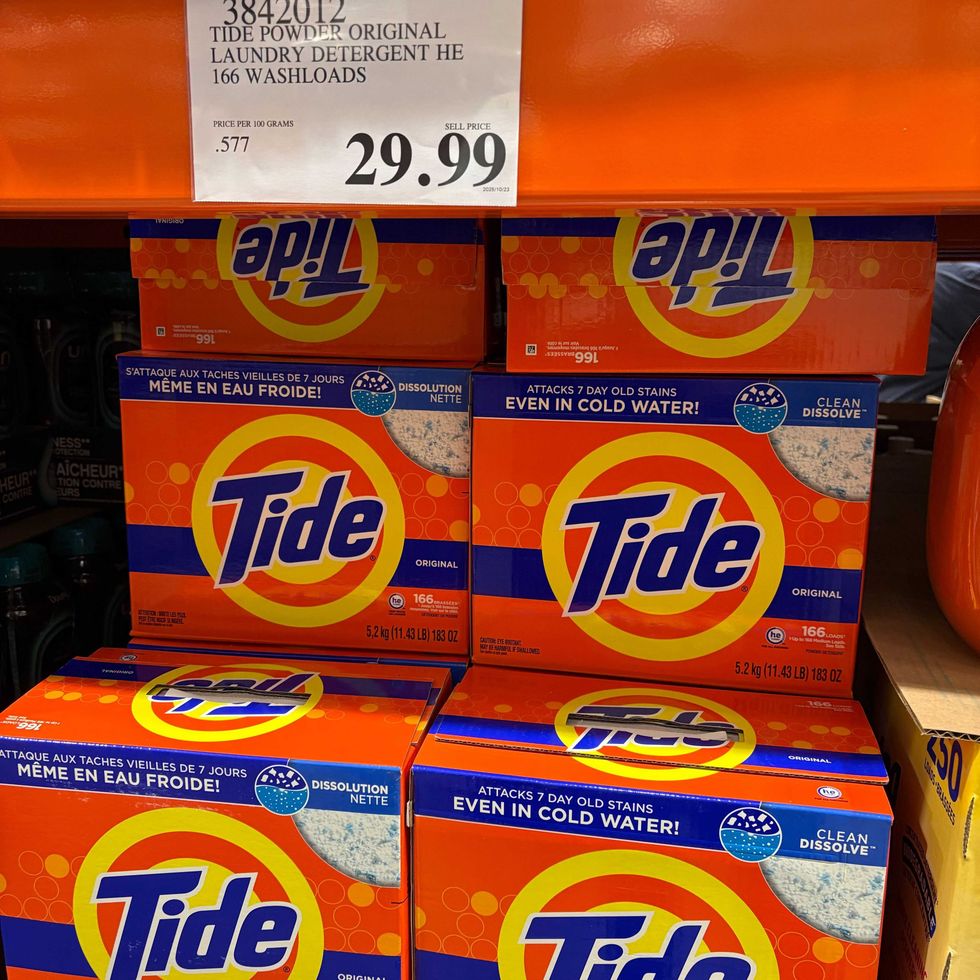 boxes of tide powder laundry detergent at costco business centre