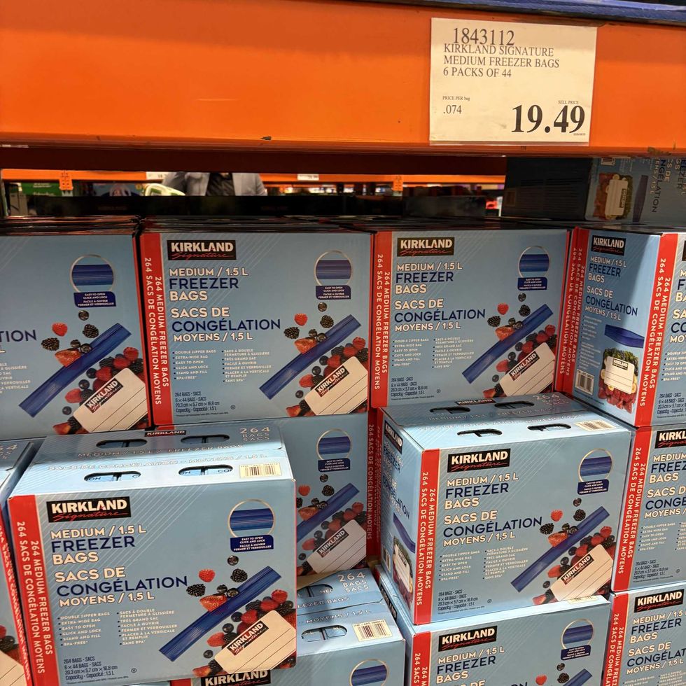 boxes of \u200bKirkland Signature freezer bags at costco