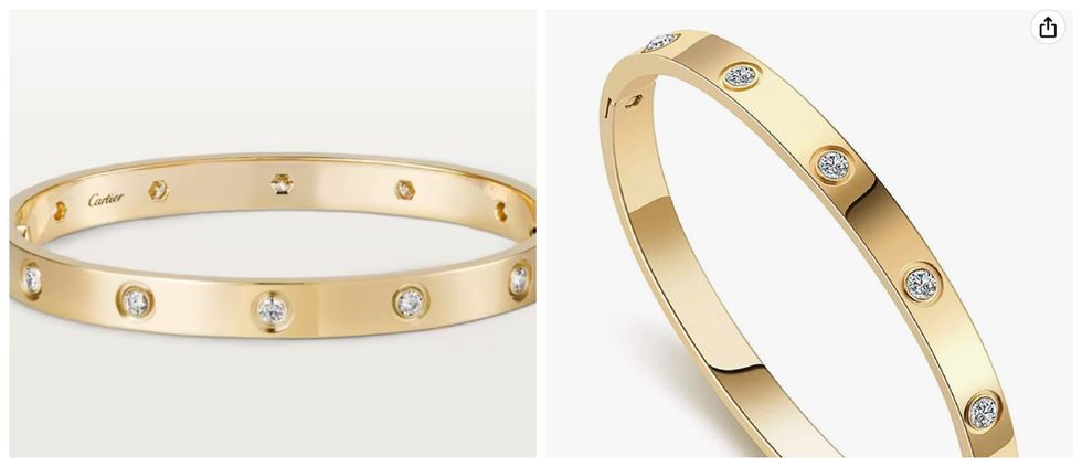 Bracelet Cartier. Droite : Bracelet Amazon.