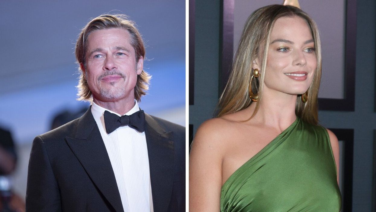 Brad Pitt at the 2019 Venice Film Festival. Right: Margot Robbie at the 2022 Governors Awards in California.