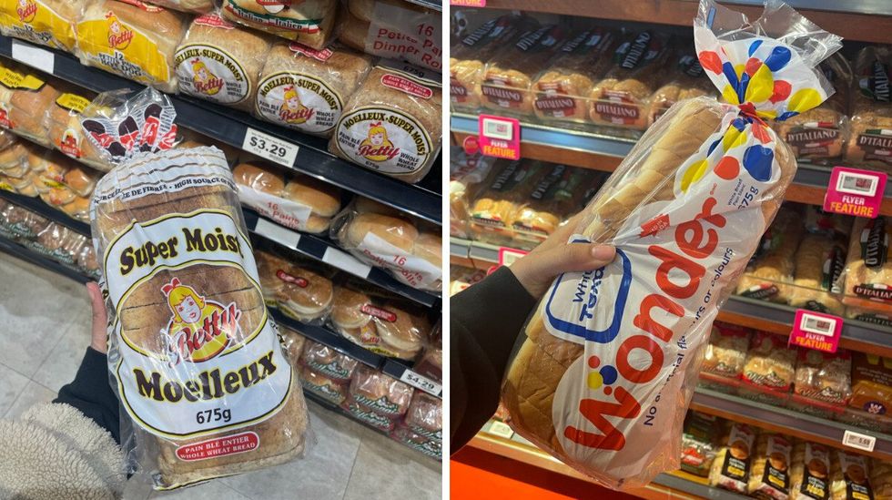 Bread at Farm Boy. Right: Wonder bread at Loblaws.