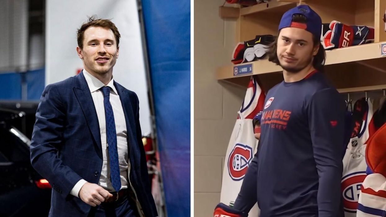 Brendan Gallagher. Droite : Alexander Romanov.