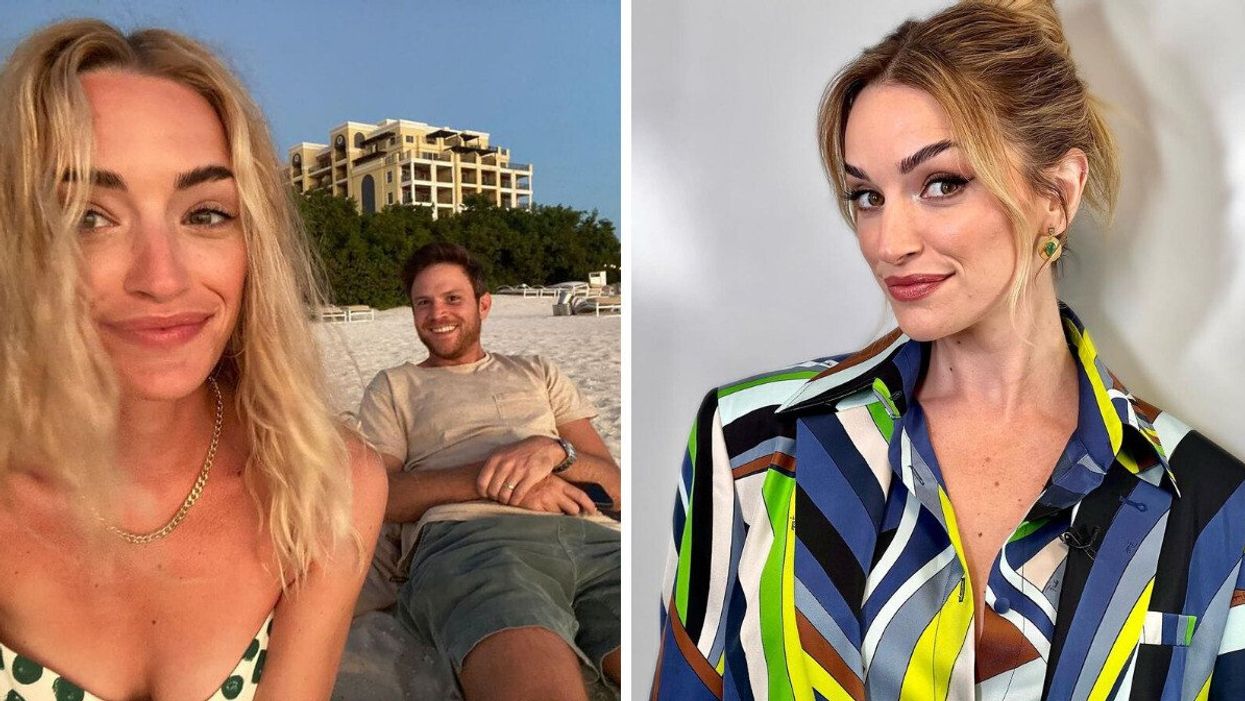 Brianne Howey and her husband Matt Ziering. Right: Brianne Howey.