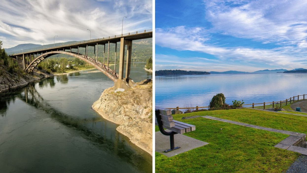 Bridge in Castlegar, B.C. Right: View in Ladysmith, B.C.