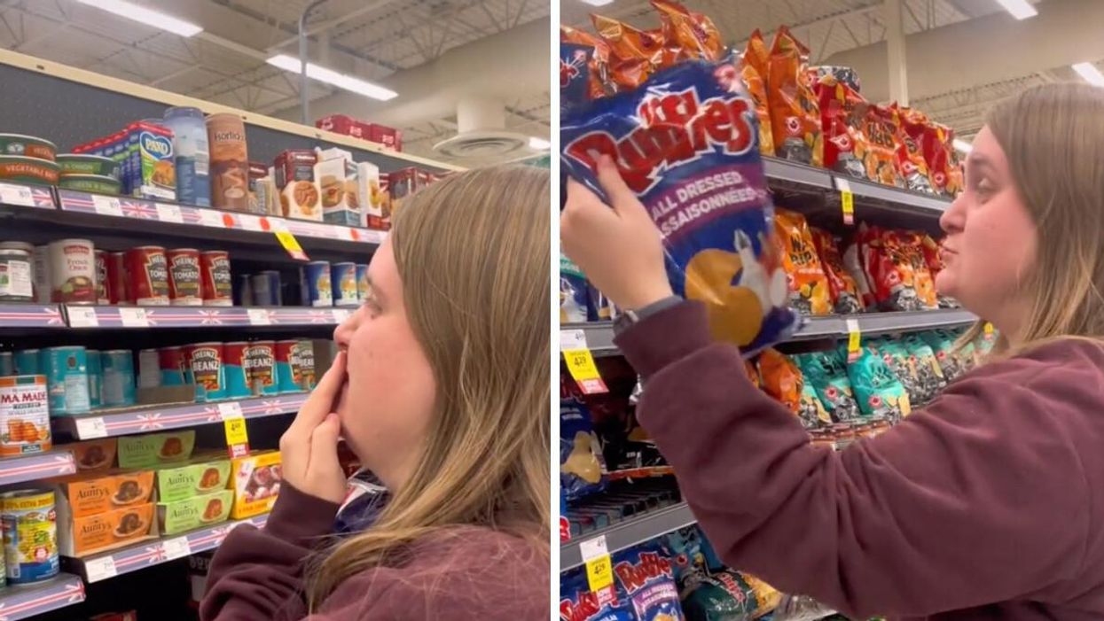 British person in A Canadian grocery store.