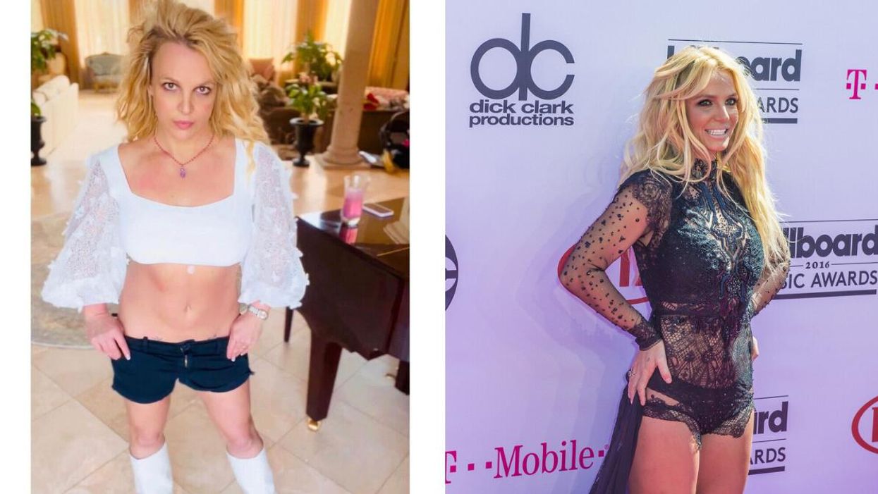 Britney Spears. Right: Britney Spears at 2016 Billboard Music Awards.