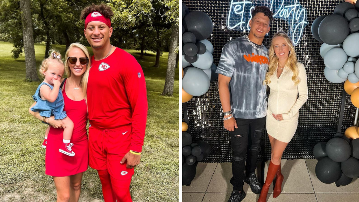 Brittany Mahomes, Patrick Mahomes and their daughter. Right" Patrick Mahomes and Brittany Mahomes, who was pregnant with their son.