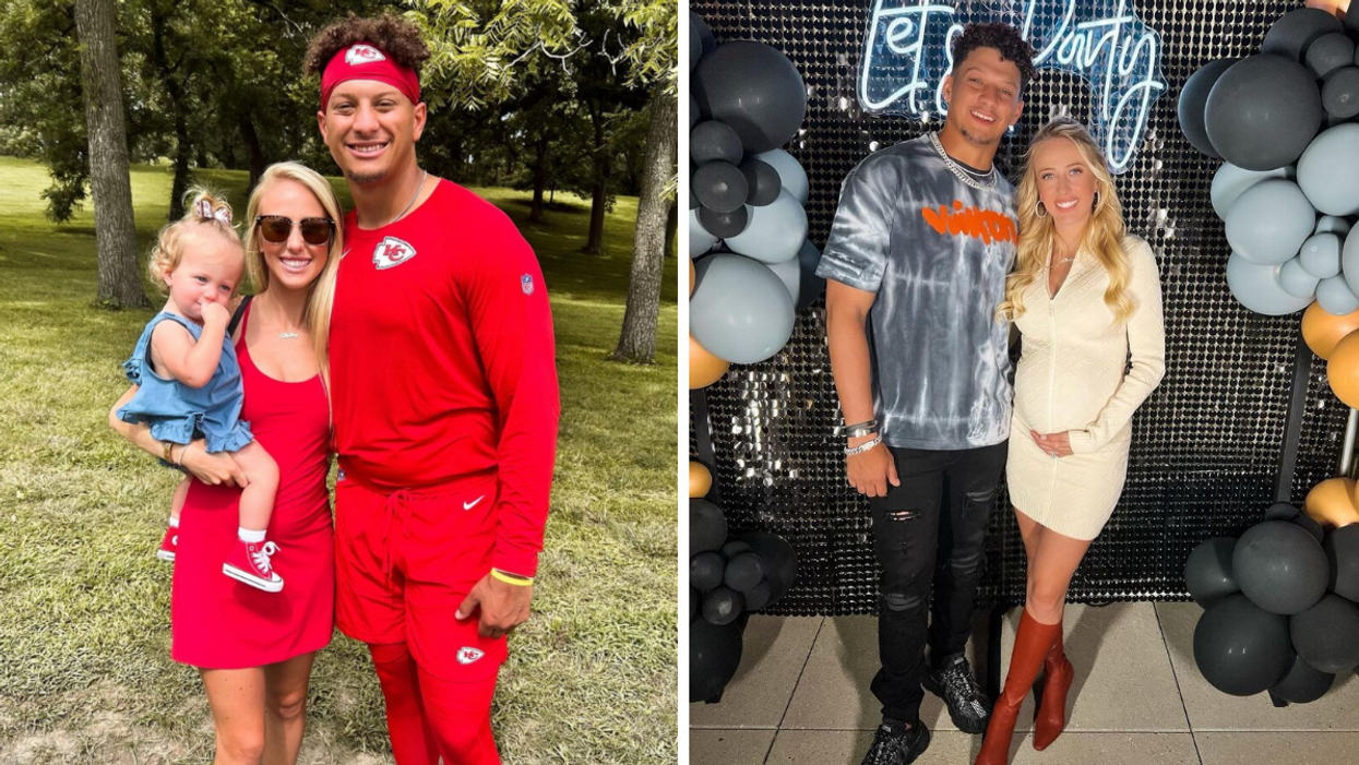 Brittany Mahomes, Patrick Mahomes and their daughter. Right" Patrick Mahomes and Brittany Mahomes, who was pregnant with their son.