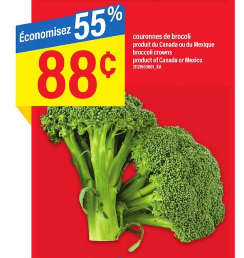 Brocolis dans la circulaire du Maxi.