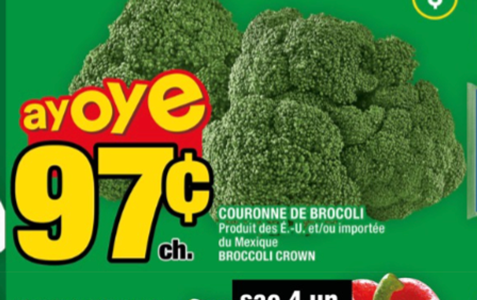 Brocolis dans la circulaire du Super C.