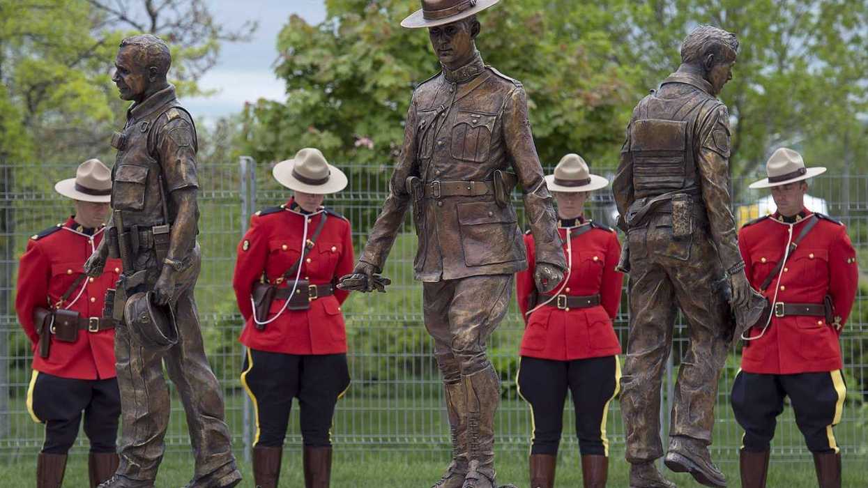 Bronze maple leaf taken from N.B. RCMP monument