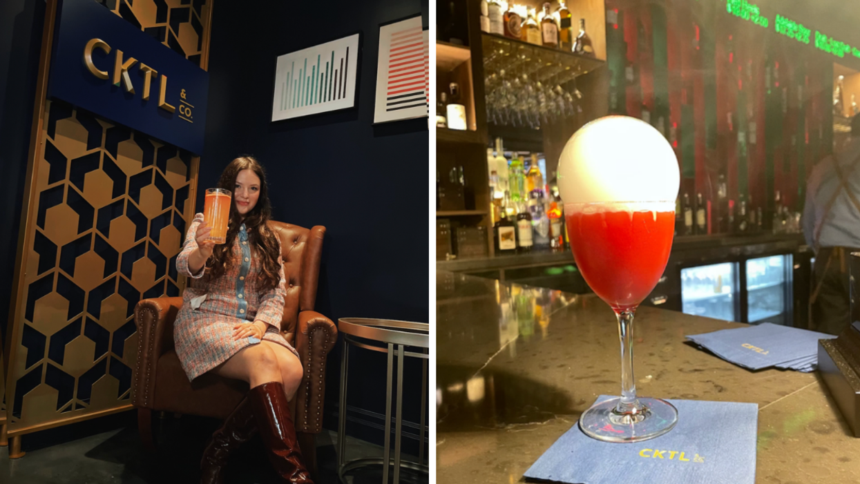 Brooke Houghton at CKTL&CO. Right: "The '34 " cocktail at CKTL&CO.