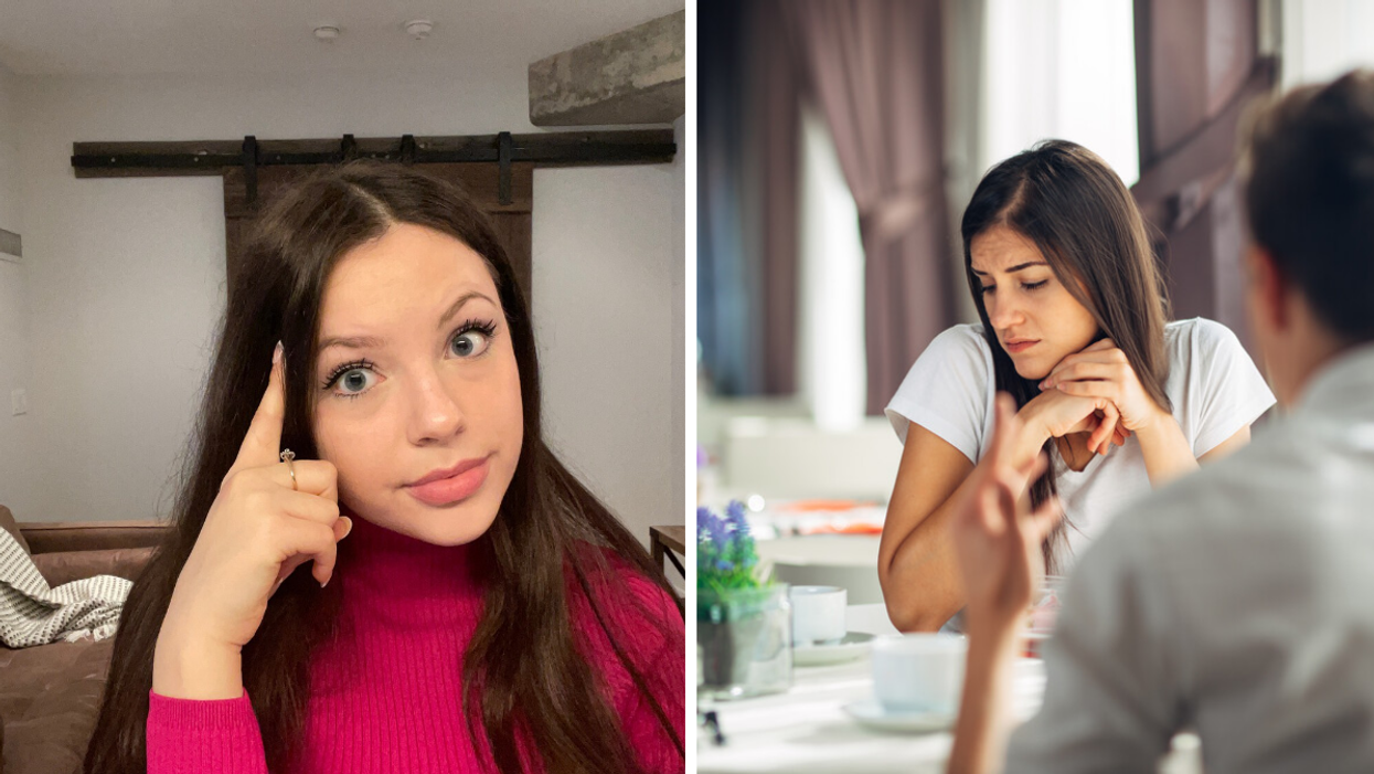 Brooke Houghton. Right: Women upset with her partner.