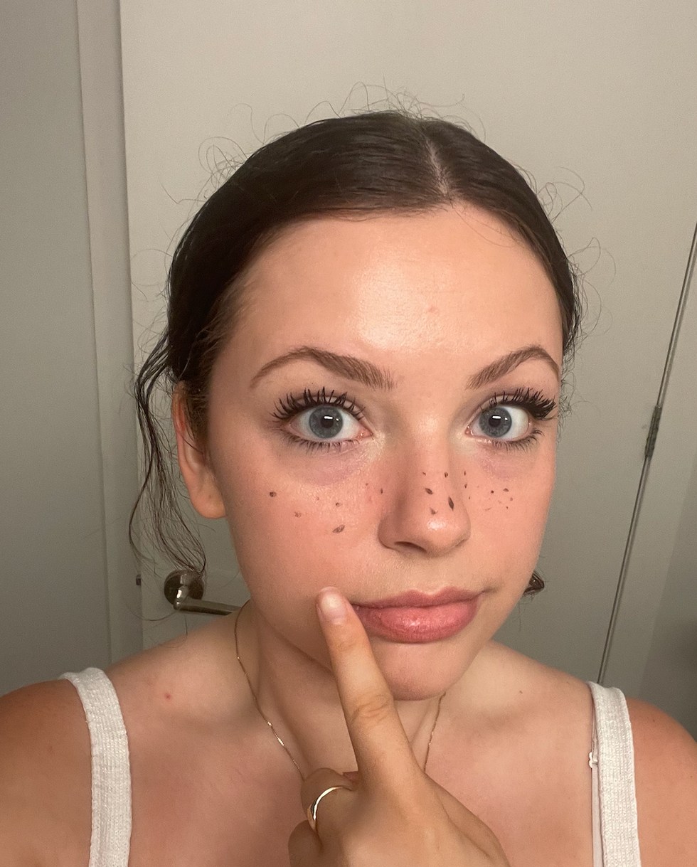 Brooke Houghton with failed faux freckles.